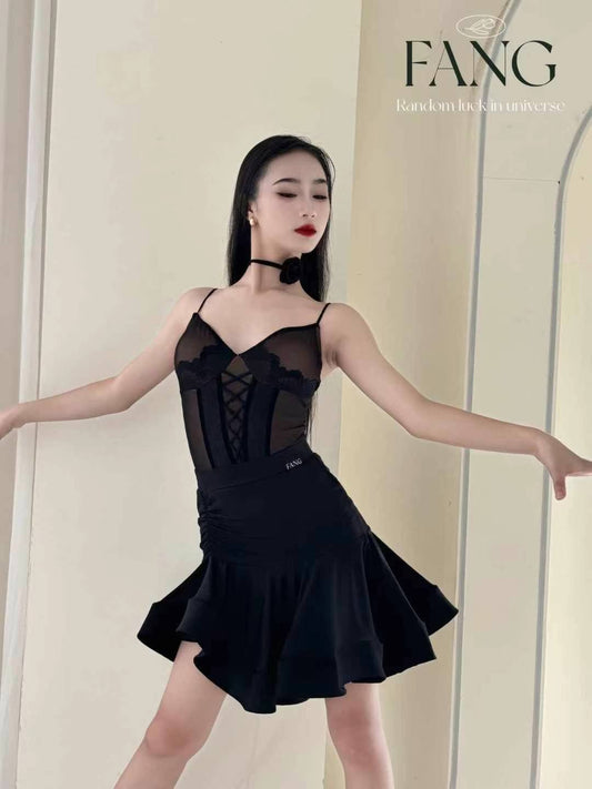 Double-Layer Mesh Lace Top & Fishtail Skirt