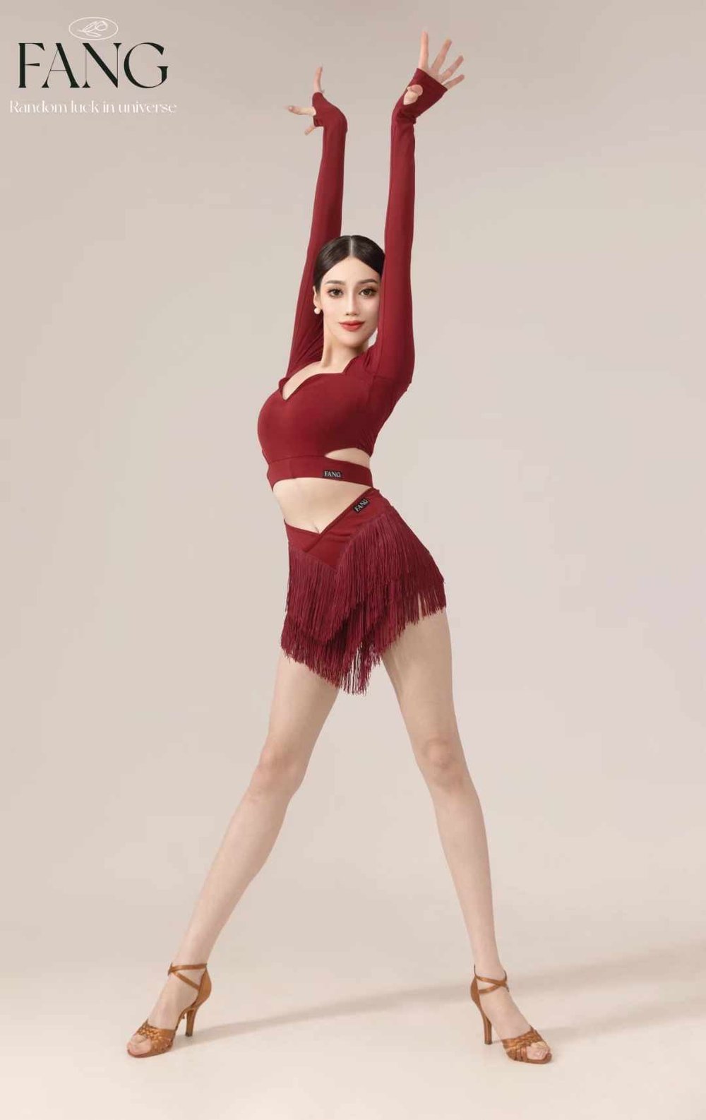 Premium Red - Long-Sleeve Top & Fringe Skirt