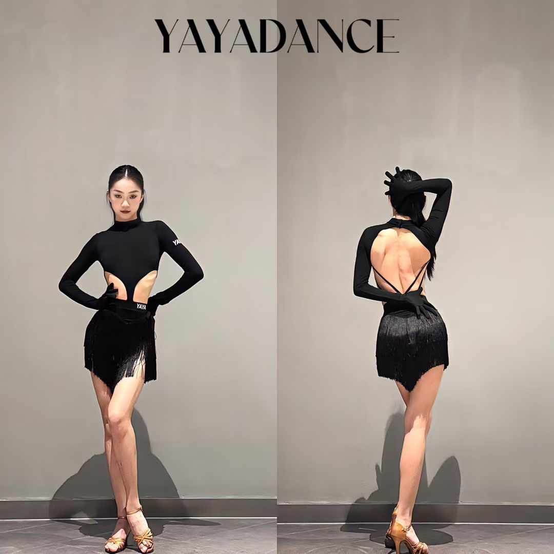 Long-Sleeve Fringe Set - Open Back & Waist