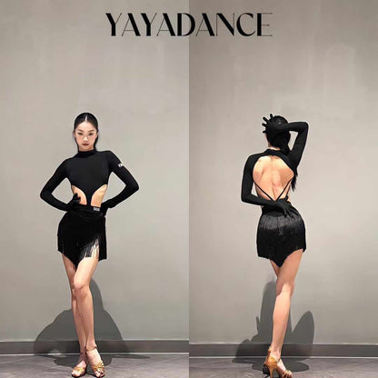 Long-Sleeve Fringe Set - Open Back & Waist