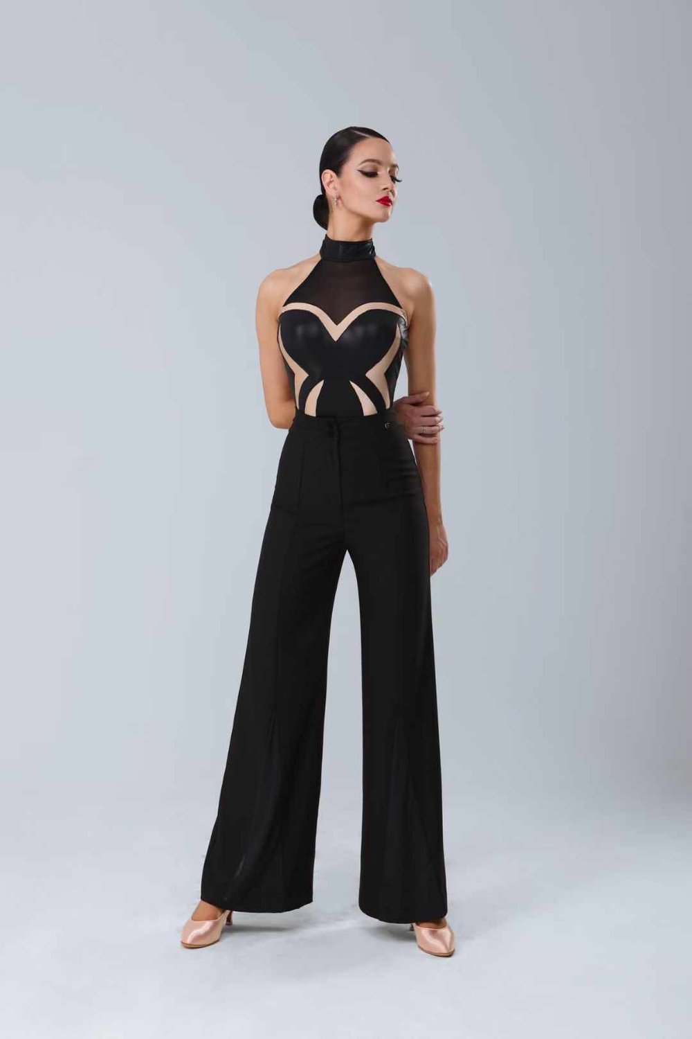 Modern Halter Bodysuit and Loose-Fit Pants Set