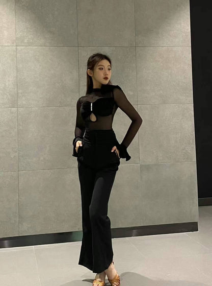 Chic Long Sleeve Mesh Set
