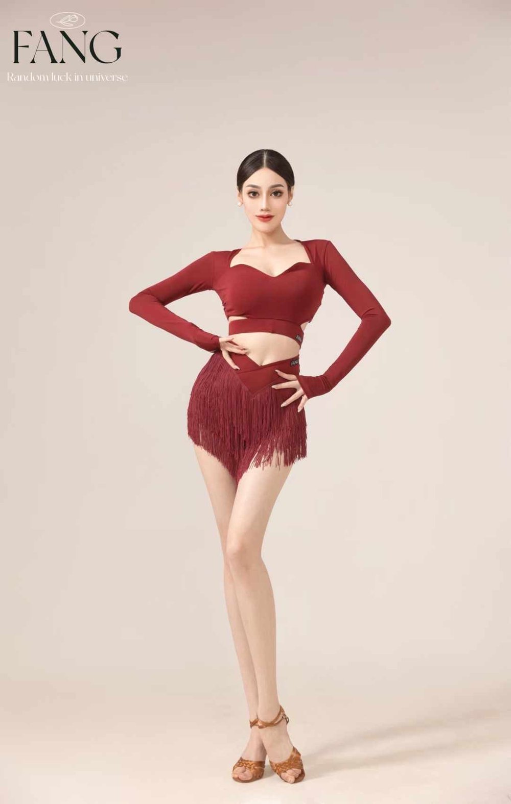 Premium Red - Long-Sleeve Top & Fringe Skirt