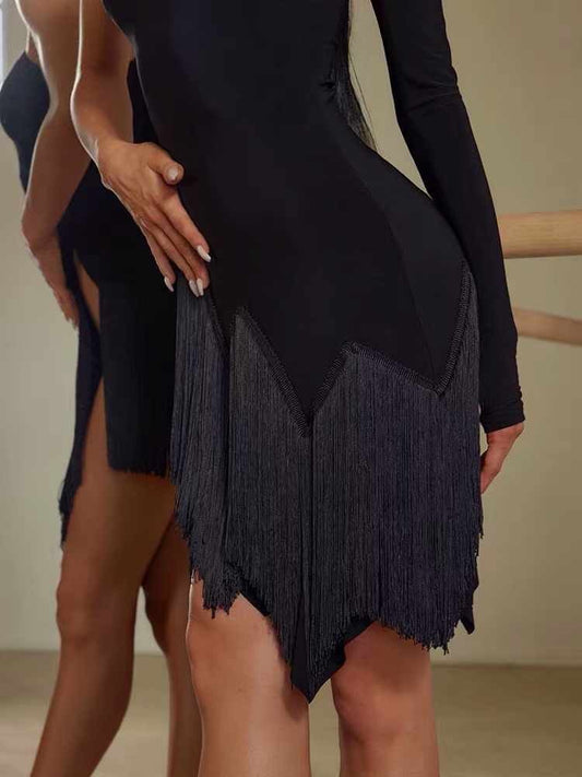 Asymmetrical Shoulder Dance Outfit with Structured Boning