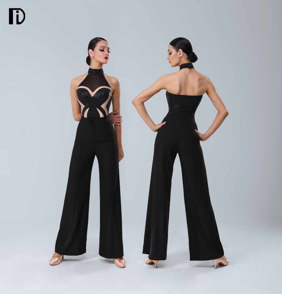 Modern Halter Bodysuit and Loose-Fit Pants Set