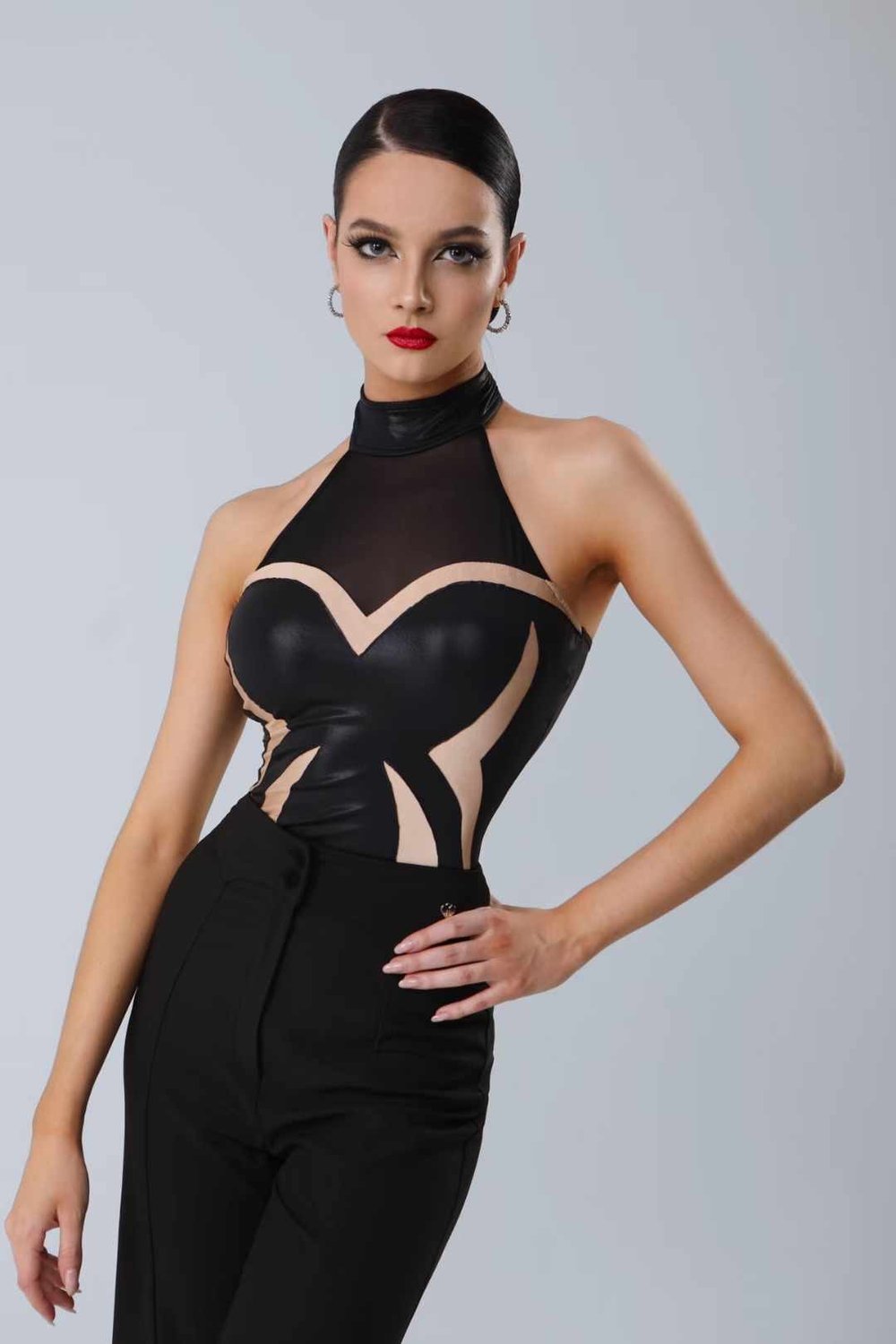 Modern Halter Bodysuit and Loose-Fit Pants Set