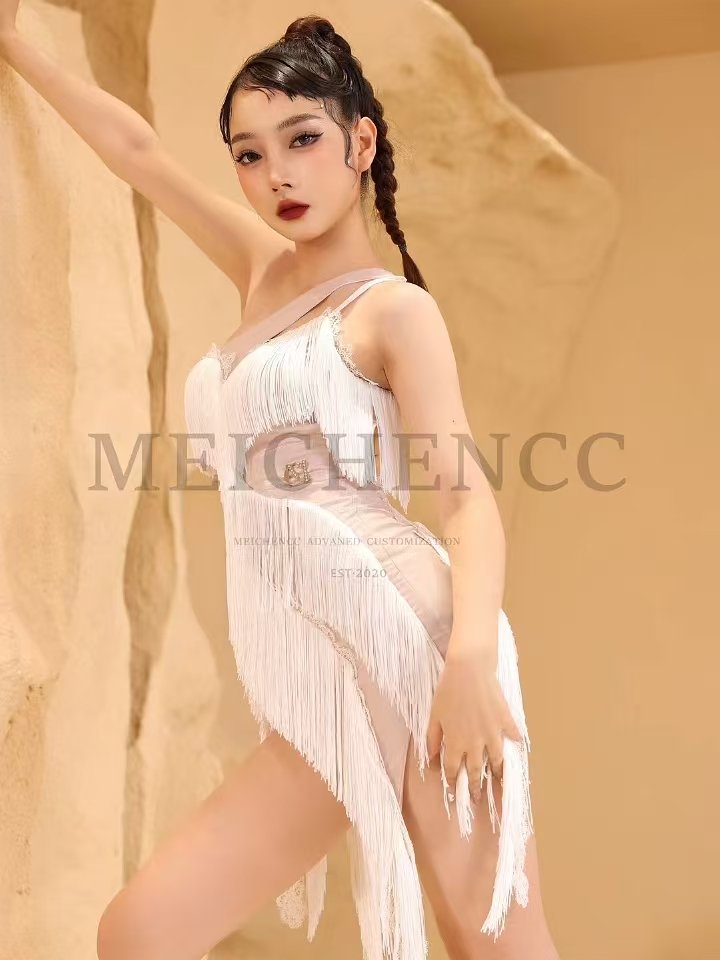 Asymmetrical Fringe Dress Lace Trim