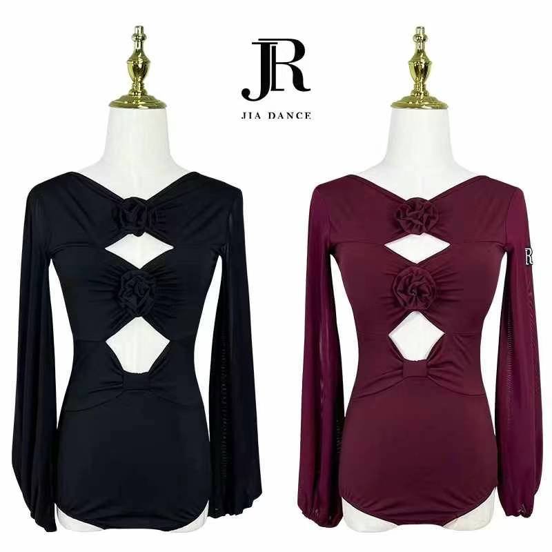 Long Sleeve Cut-Out 3D Flowers Bodysuit
