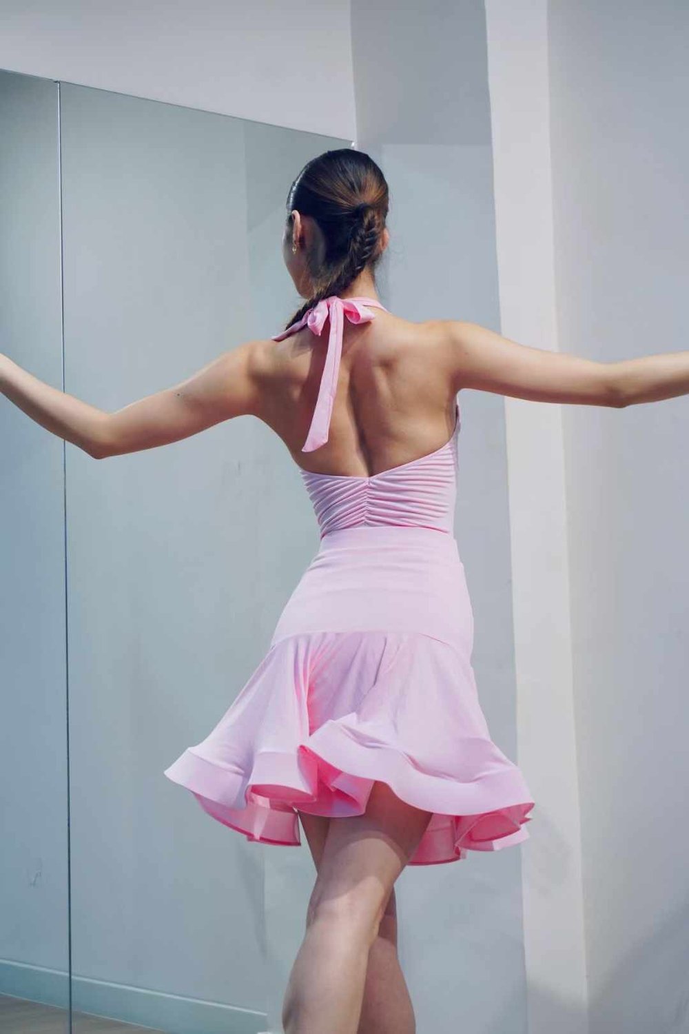 Pinky U-Neck Halter Set with Built-in Bra Padding