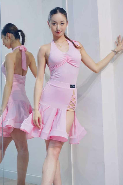 Pinky U-Neck Halter Set with Built-in Bra Padding