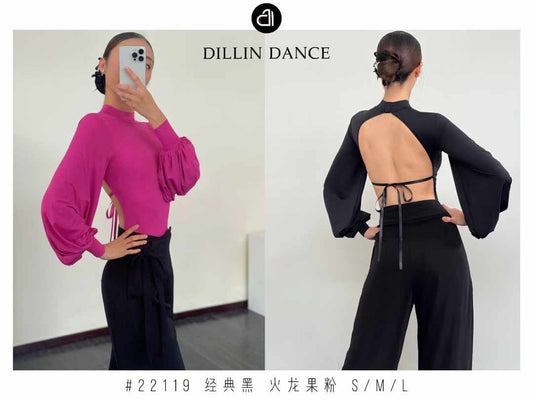 Modern Long-Sleeve Dance Costume with Open Back