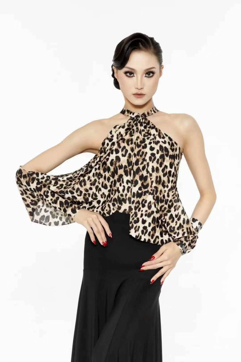 Unveil Elegance with Our Halter-Neck Lantern Sleeve Bodysuit