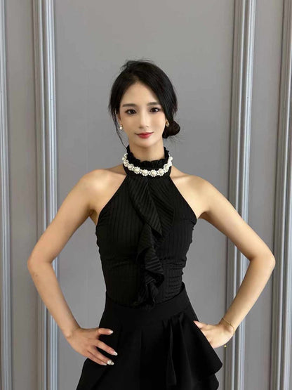 Pearl Halter in Hepburn Black